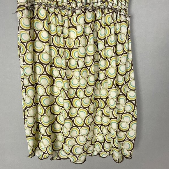 NWT Max Studio Top‎ Size Small Geometric Circle Pattern Shirred Bust Green Brown - Picture 5 of 10
